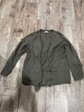 Calligraphie Trendy, Modern Olive Green Women’s Utility Jacket XL 100% Lyocell